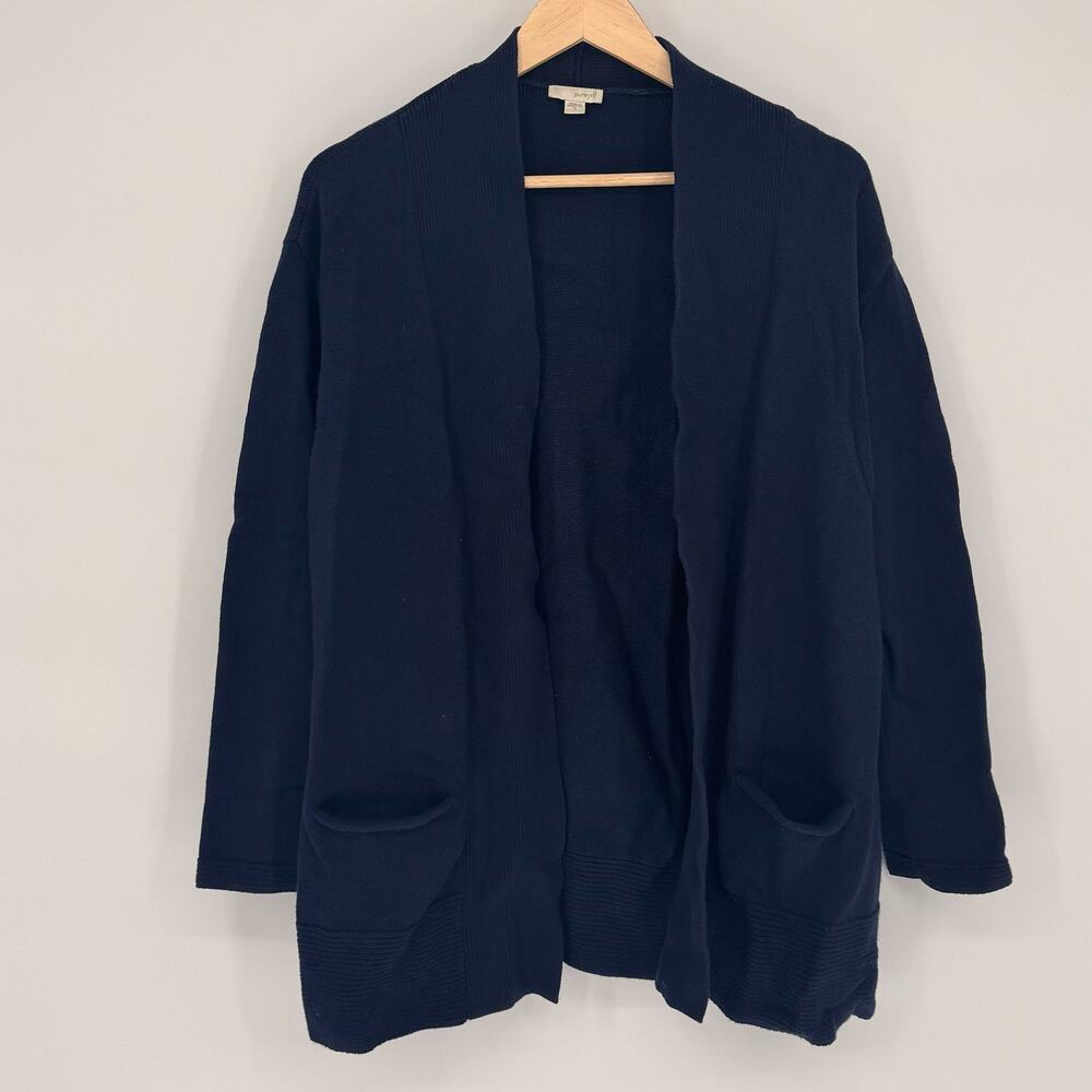 J.Jill Navy Blue Open Front Knit Sweater Cardigan Sz S Cottagecore Minimalist